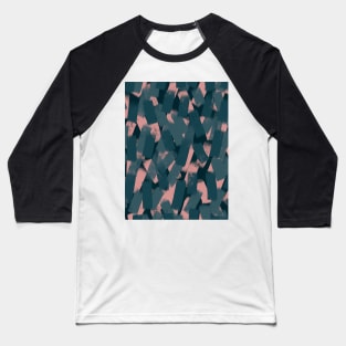 Shades of Dark Green and Blush Pink Smudgy Brush Strokes Baseball T-Shirt